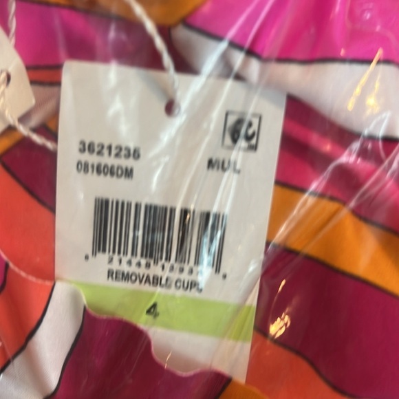 NWT Trina Turk vivid vista ruffle off shoulder one piece Pink and Orange - Picture 5 of 6